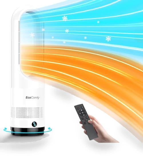 Bladeless Tower Fan with Heater Combo — Stand Fans, Ecocomfy