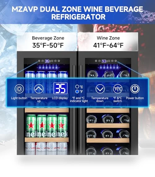 Large Capacity Dual Zone Wine Beverage Cooler — Wine Storage Solutions, MZAVP