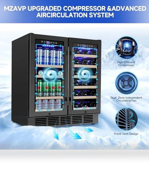 Large Capacity Dual Zone Wine Beverage Cooler — Wine Storage Solutions, MZAVP