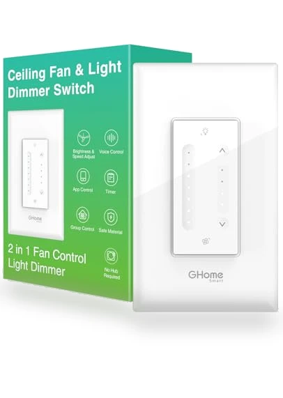 Smart Dimmer Switch with Ceiling Fan Control — Ceiling Fan Wall Controls, GHome Smart