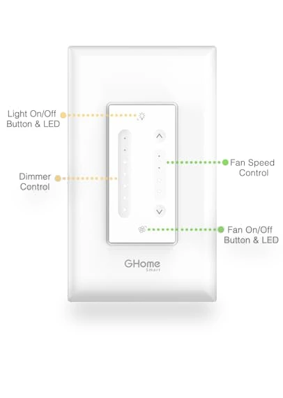 Smart Dimmer Switch with Ceiling Fan Control — Ceiling Fan Wall Controls, GHome Smart
