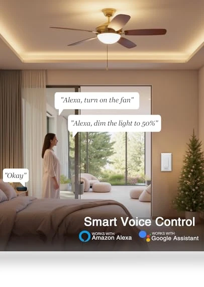 Smart Dimmer Switch with Ceiling Fan Control — Ceiling Fan Wall Controls, GHome Smart