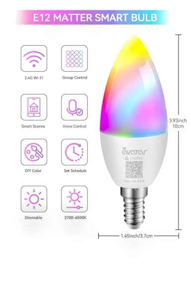 Smart Light Bulb Candelabra — LED, Avatar Controls