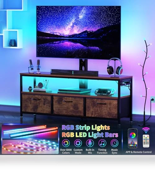 TV Stand with Mount and Power Outlet — Stands, JUSTOGO