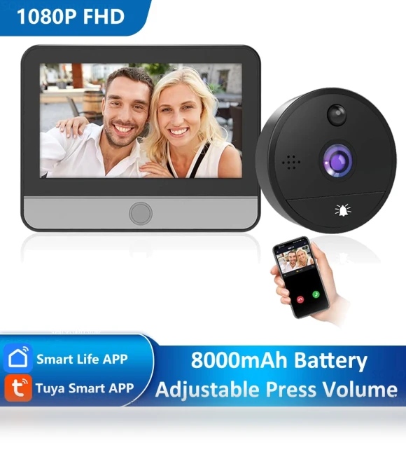 1080P Smart Door Viewer with WiFi Camera — Smart Home Security, Qichuanxin