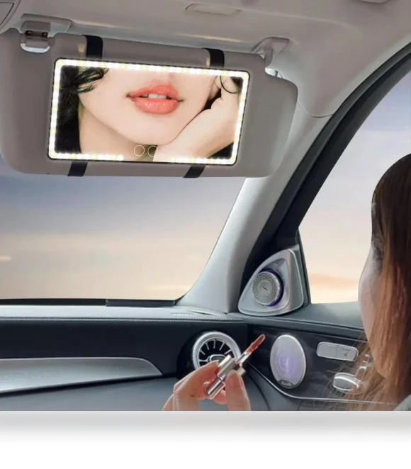 HD Car LED Mirror with Makeup Light — Interior Mirrors, Auto Accessories Home