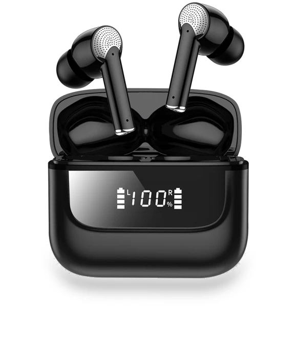 Bluetooth 5.4 Wireless Earbuds with LED Display — Wireless Headsets for Powersports, Junmaocun