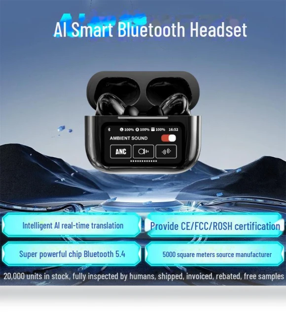 True Wireless Bluetooth Earbuds with Noise Cancellation and Smart Display — Audio Gear, TopSky