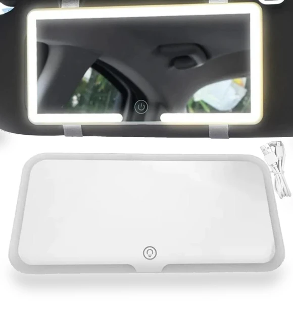 Touch Control Sun Visor Makeup Mirror — Interior Mirrors, Rustic Elegance House