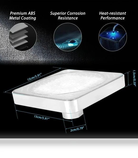 LED Shower Head with Temperature Sensor — Fixed, Homeware Essentials