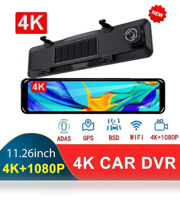 Full Screen 4K 12 Rear View Mirror with Dual Recording Dash Cam — Rearview Safety Systems, AI Supermarket