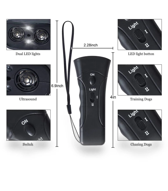 Dual Sensor Ultrasound LED Light Laser Dog Deterrent Device — Sonic Deterrents, CosyHome