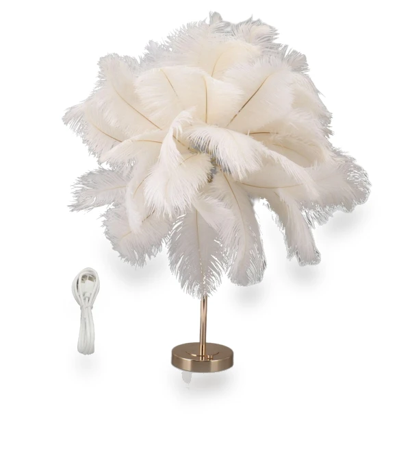 Feather Table Lamp with 3-Color Touch Switch — Desk & Table Lighting, GoolRC