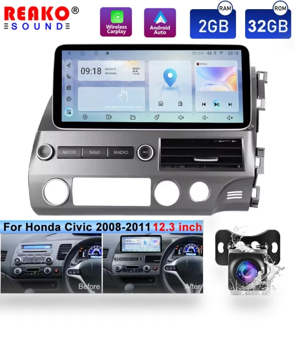12.3-inch Touchscreen Wireless Carplay — Navigation & GPS Accessories, Reakosound