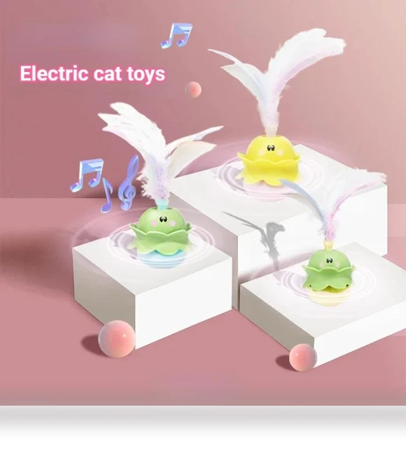 Interactive Cat Toy with Feathers and Color Light — Cat Playthings, Smart Pet Supplies