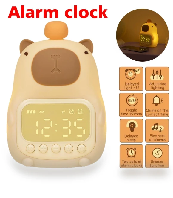 Capybara Night Light Alarm Clock — Clocks, DC-HOME Textile