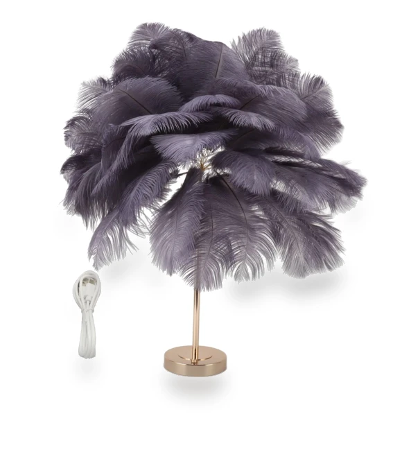 Feather Table Lamp with 3-Color Touch Switch — Desk & Table Lighting, KONNWEI