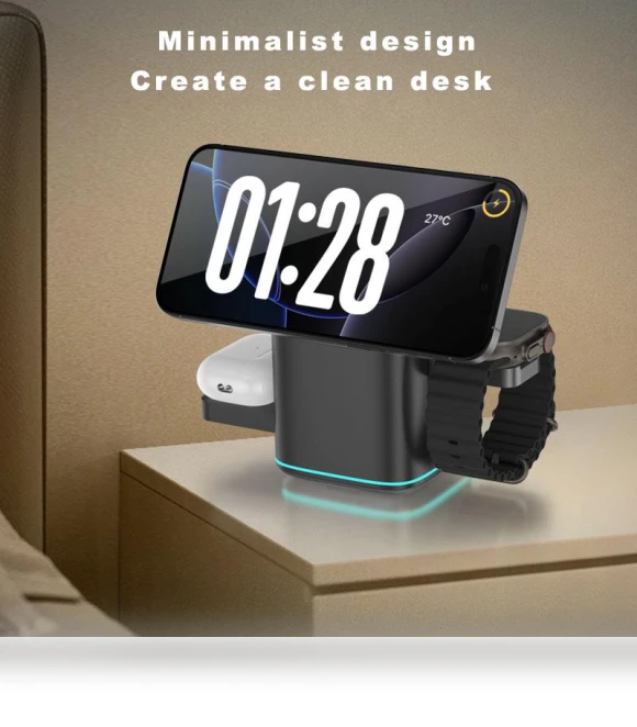 Qi2 3-in-1 Full Touch Magsafe Magnetic AI Wireless Charger — Chargers, Fast charging