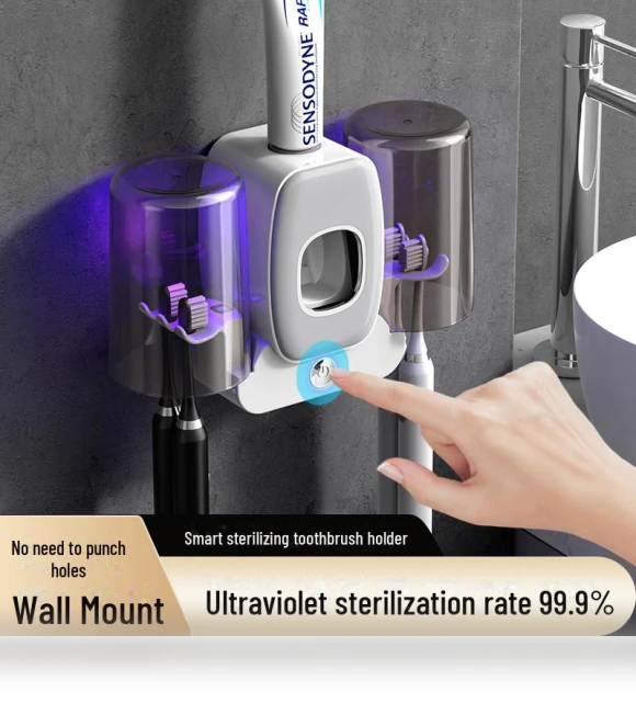 Smart Wall-Mounted Toothbrush and Cup Holder with Sterilizer — Cup Holders, ElectroCN