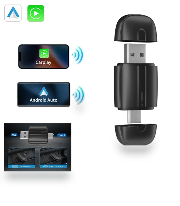 Wireless Adapter for Car Play and Android Auto — Navigation & GPS Accessories, YJMP Auto Parts
