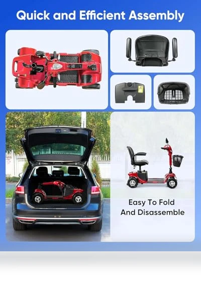 4 Wheel Mobility Scooter with Lights & Rearview Mirror — Electric Self-Balancing Scooters, VERPAL