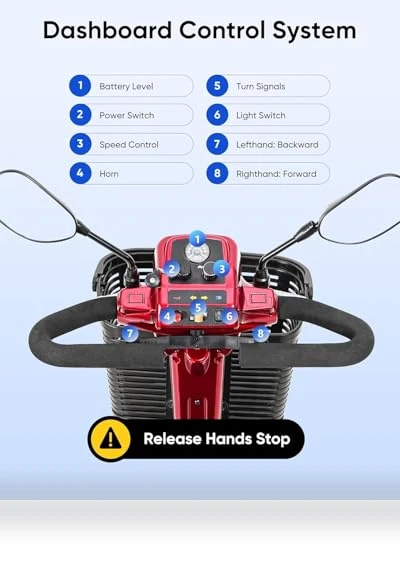 4 Wheel Mobility Scooter with Lights & Rearview Mirror — Electric Self-Balancing Scooters, VERPAL