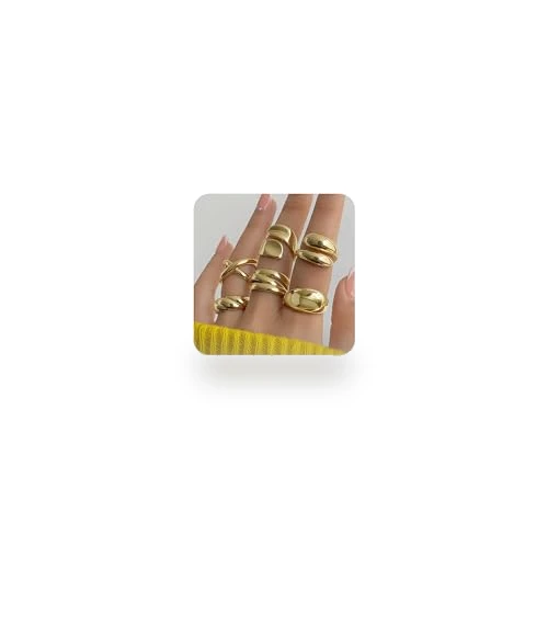 Chunky Gold Rings Set — Stacking, YEEZII
