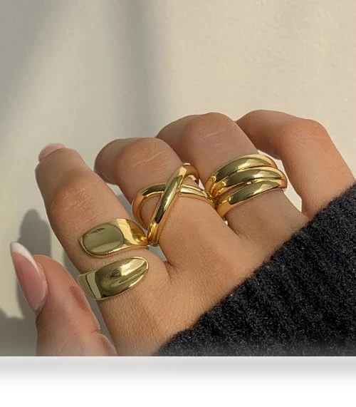 Chunky Gold Rings Set — Stacking, YEEZII