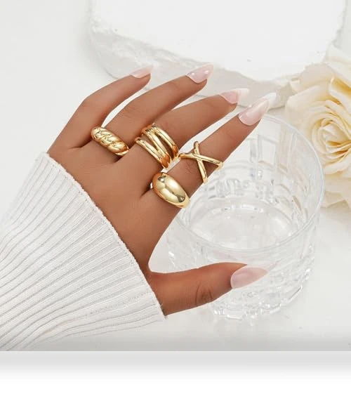 Chunky Gold Rings Set — Stacking, YEEZII