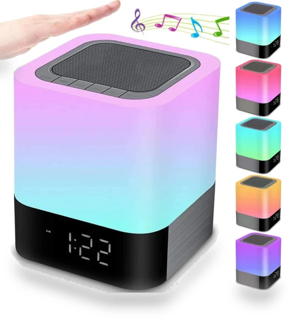 Colorful Bluetooth Speaker with Night Light and Digital Alarm Clock — Alarms & Clocks, Daily necessities-V