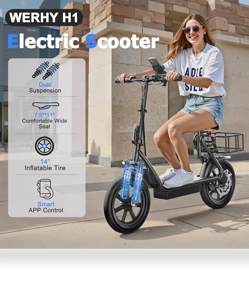 Electric Scooter with Seat — Electric Self-Balancing Scooters, WERHY