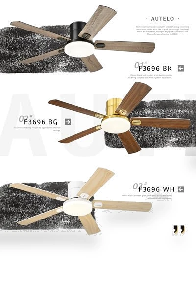 Low Profile Ceiling Fan with Light and Remote — Ceiling Fan Lighting Solutions, AUTELO