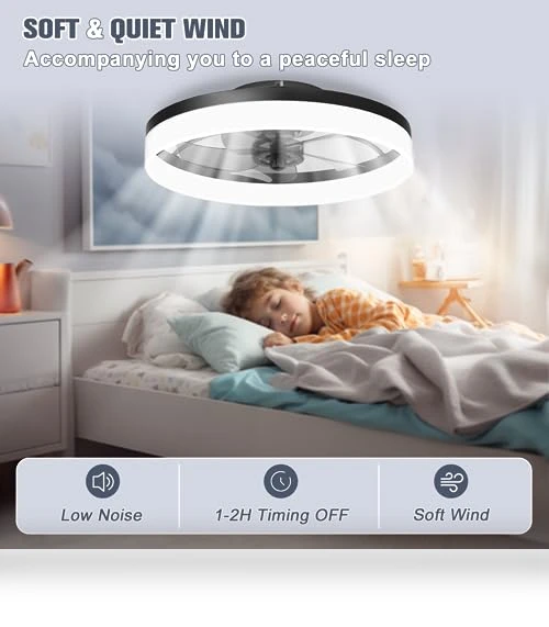 Low Profile Ceiling Fan with Lights and Remote — Ceiling Fan Wall Controls, VOLISUN
