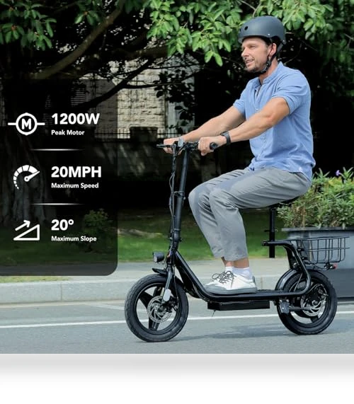 Peak 1200W Electric Scooter with Seat — Push Scooters, Caroma