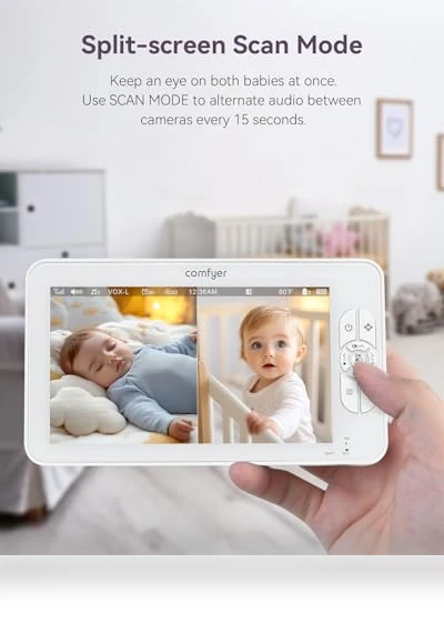 Split-Screen Baby Monitor with 2 Cameras — Baby Monitors, Comfyer