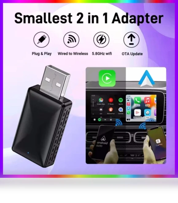 2 in 1 AI Box Mini Adapter for Wireless Carplay and Android Auto — Car Accessories & Gadgets, JOHO - CarGear