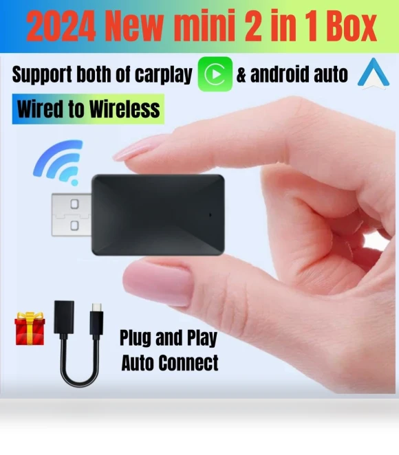 Carplay and Android Auto AI Box 2 in 1 Mini Adapter — Stereo Receivers, JOHO - CarGear