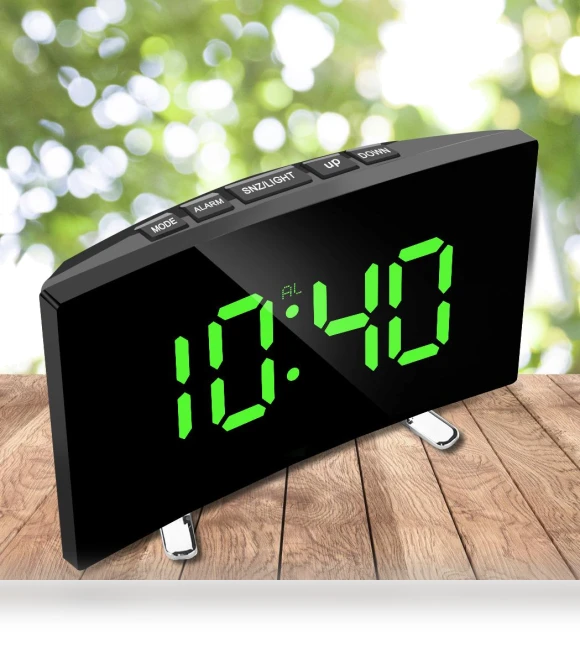 Electronic Alarm Clock with Curved Screen — Clocks, TOP-MALL-001