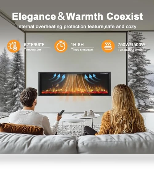 Electric Fireplace Ultra Narrow Frame & Wide Screen — Electric Heating Solutions, PRETZI