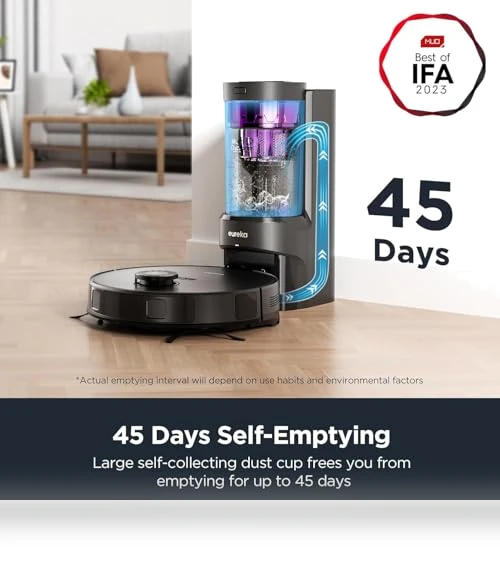 Robot Vacuum with Bagless Self Emptying Station — Smart Cleaning Robots, Eureka