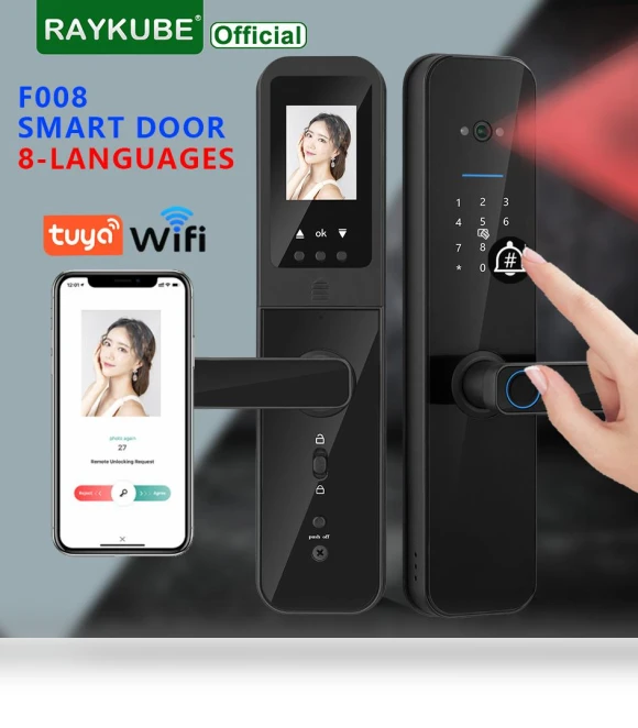 Smart Lock with Visual 'Cat Eye', Remote Unlocking — Smart Home Security, RAYKUBE