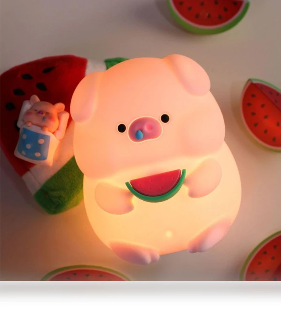 Soft Silicone Pig Night Light — Night Lights, guangbaokejki