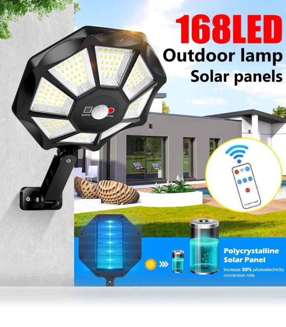 Solar Powered Street Light with Remote Motion Sensor — Outdoor Security & Flood Lighting, YWZT BEIMT Factory