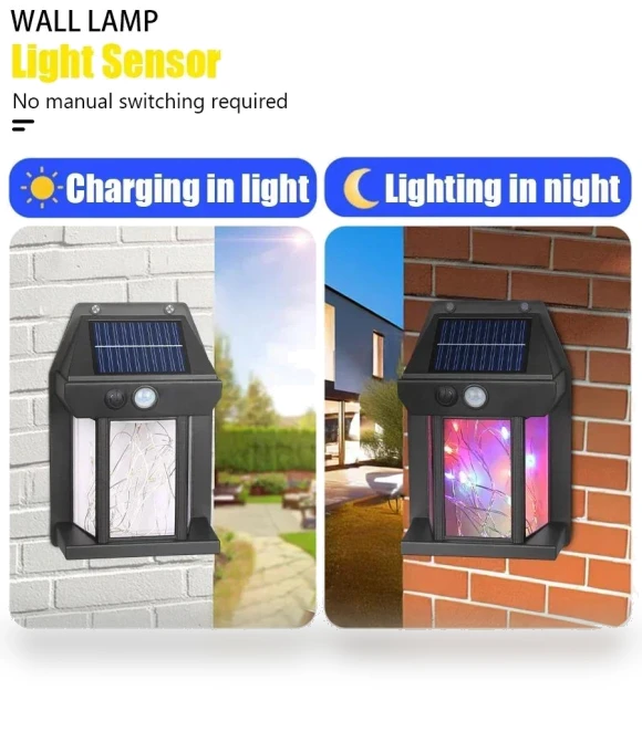 Solar Wall Lamps Motion Sensor Light — Outdoor Security & Flood Lighting, Stone Home