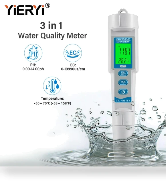 Waterproof Digital PH EC TDS Meter 3 In 1 — Hydrometers, yieryi