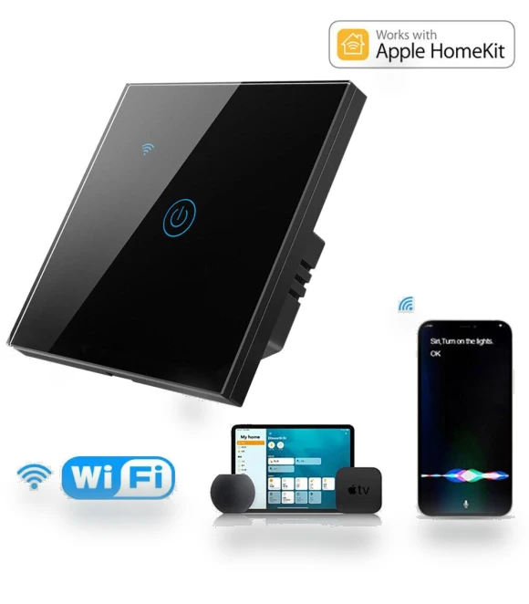 WiFi Smart Touch Switch 1Gang Light Control Wall Panel — Dimmer Switches, happybuySE