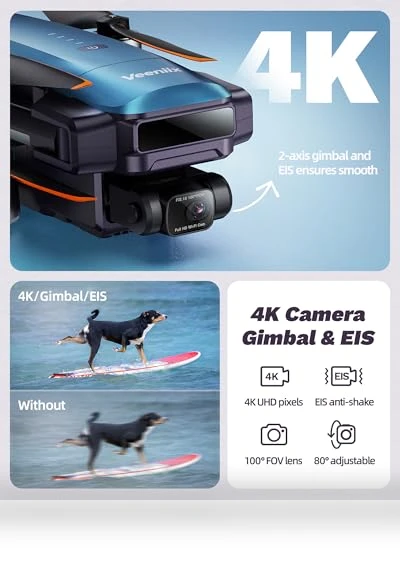 4K Professional Drone with Gimbal & EIS — Drones & UAV Technology, Veeniix