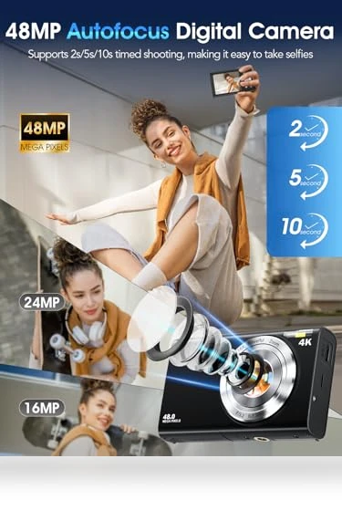 Autofocus 4K Vlogging Camera — Compact Digital Cameras, Lecnippy