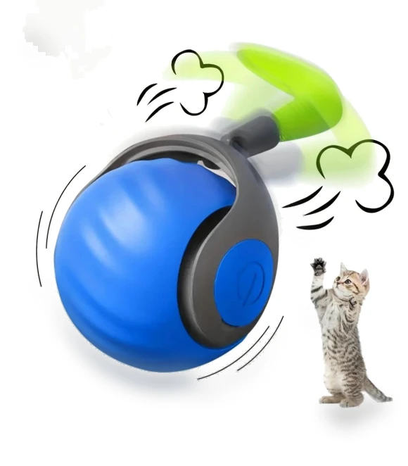 Interactive Cat Ball Toy with Feather — Cat Playthings, Pet Products My