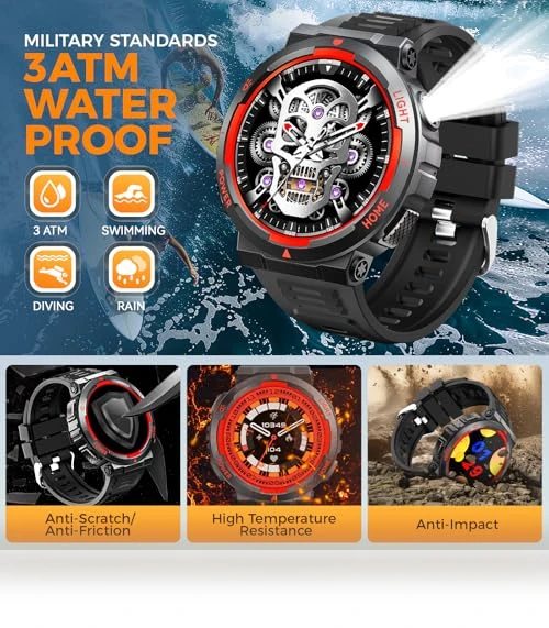 Military Smart Watch with LED Flashlight — Smartwatches, Foxhawk